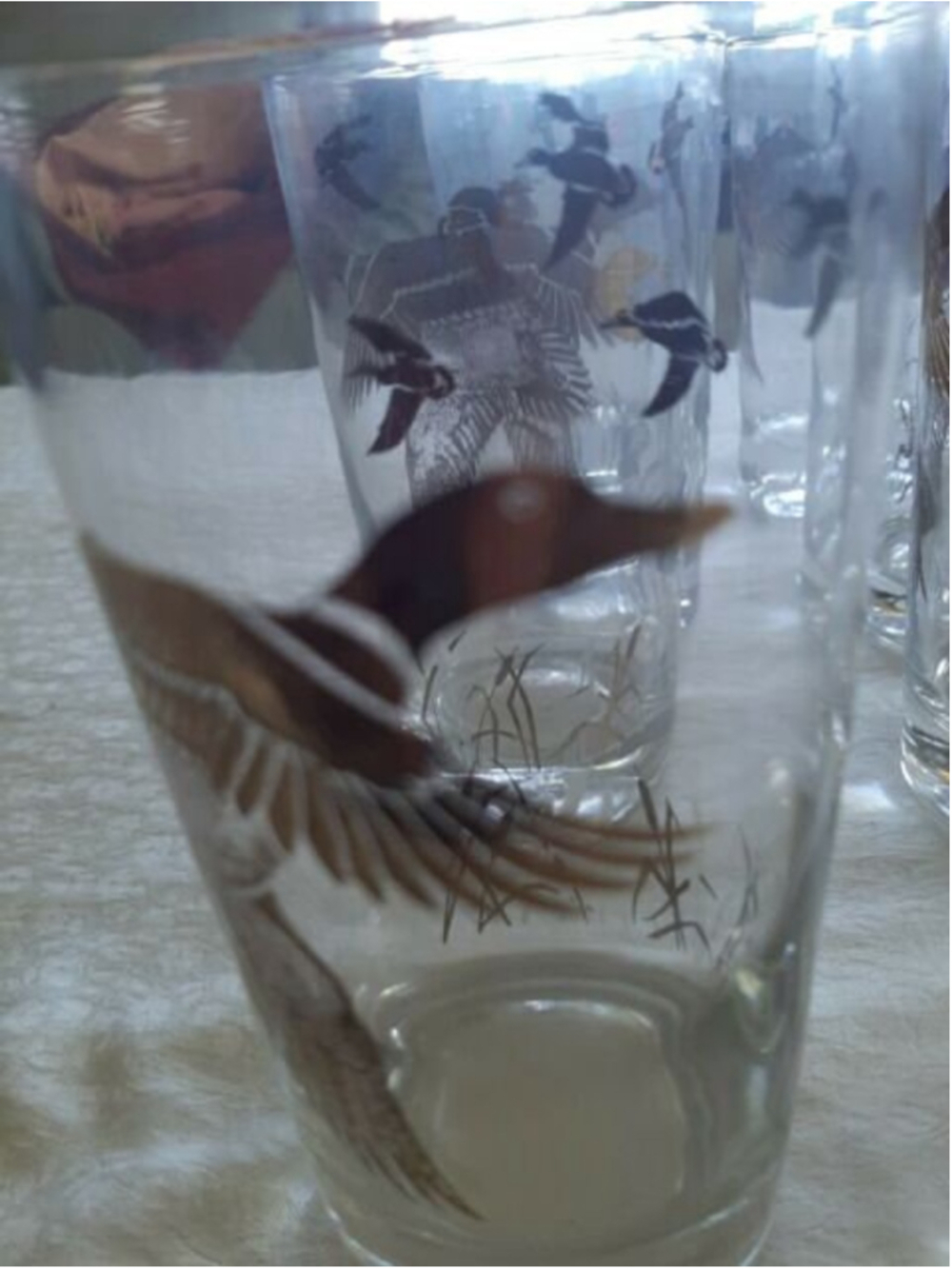 Vintage Gold Rimmed Geese Drinking Glasses Gold Leaf Unbranded No Chips Set of 8